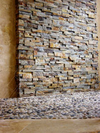 Stacked Stone Bathroom Shower Wall