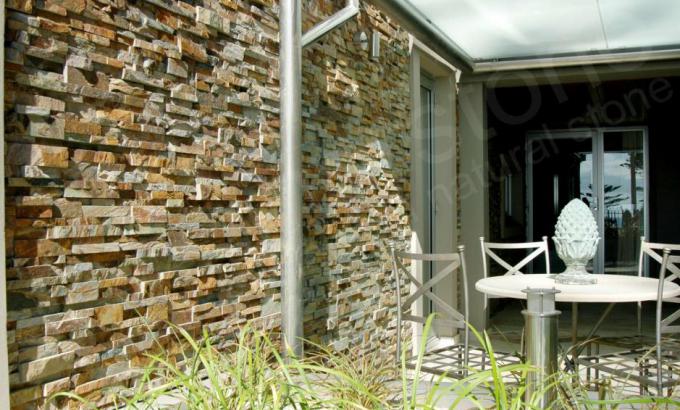 Natural Stacked Stone Veneer for a Garden Wall