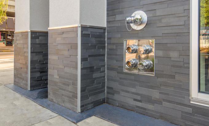 Basalt Grey Stacked Stone Cladding - Patterson Project