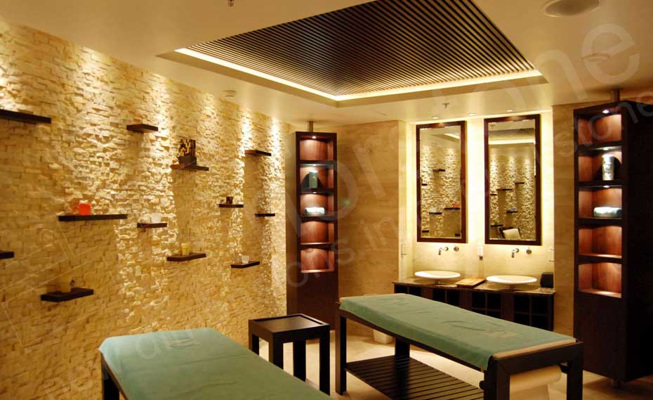 Ivory Rock Panels for Modern Natural Stacked Stone Feature Walls in Interior Spa