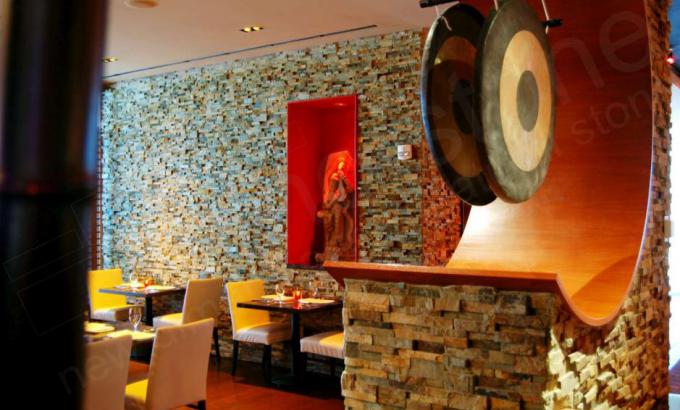 Norstone Ochre Rock Panels used for Restaurant Interior Accent Walls