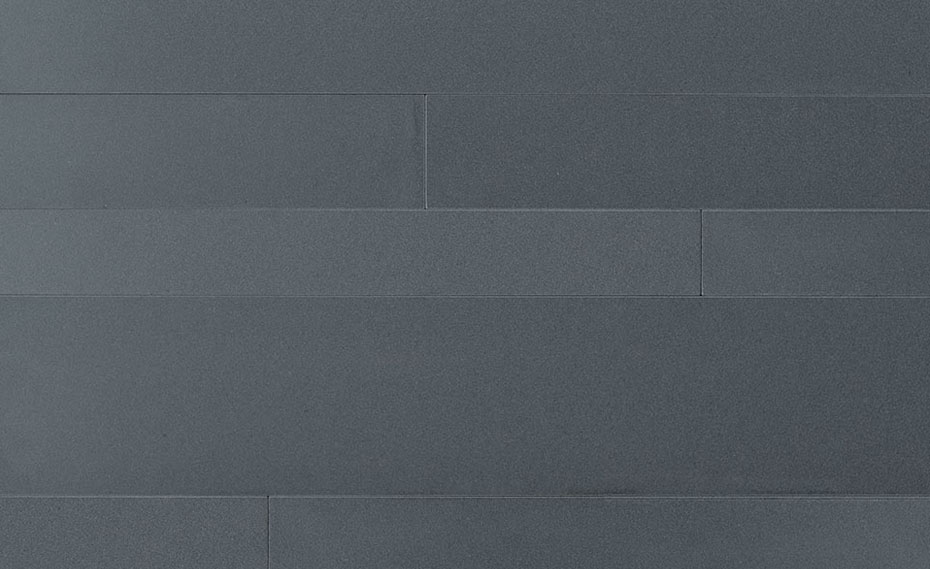 Front-On Close Up of Norstone Large Strip Veneer Grey Basalt Planc Tile