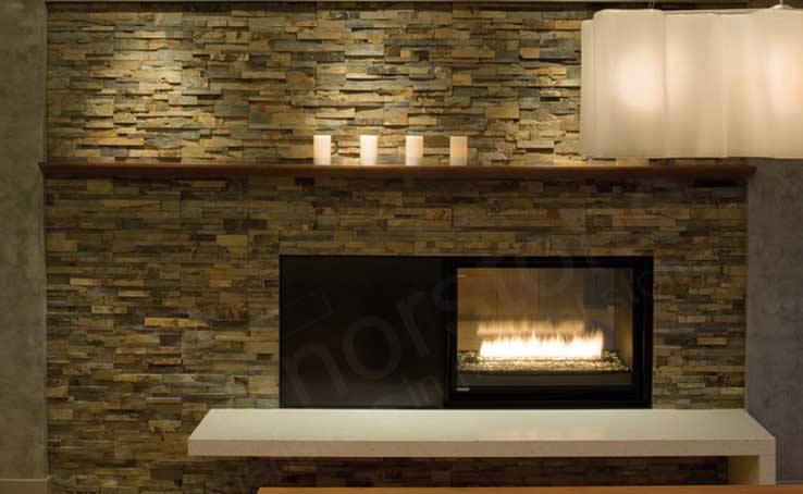 Natural Stacked Stone Veneer Fireplace, Cost Of Stacked Stone Fireplace Installation