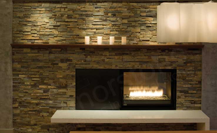 Natural Stacked Stone Veneer Fireplace Stone Fireplace Ideas