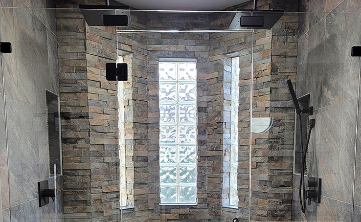 Stacked Stone Shower Glass Door