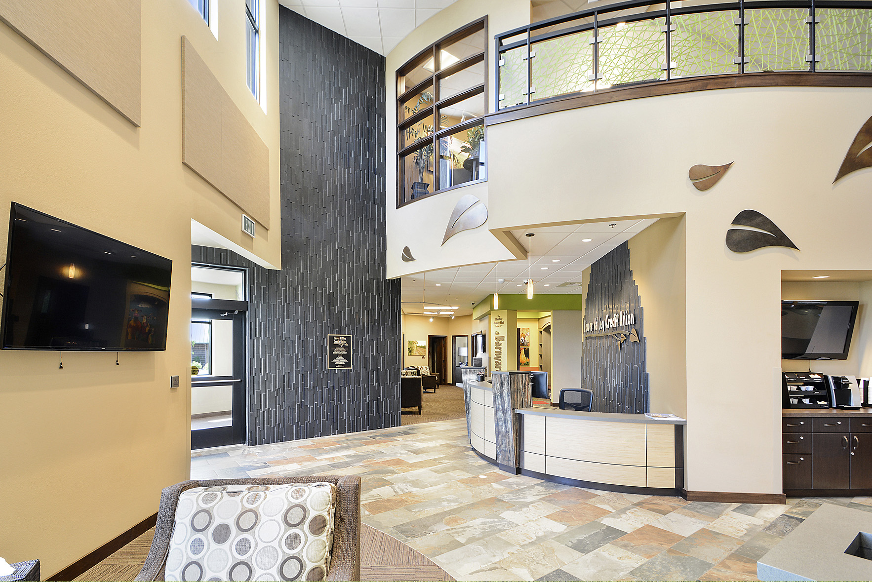 Basalt Ebony Stone Veneer Lobby and Reception Desk Accent Walls
