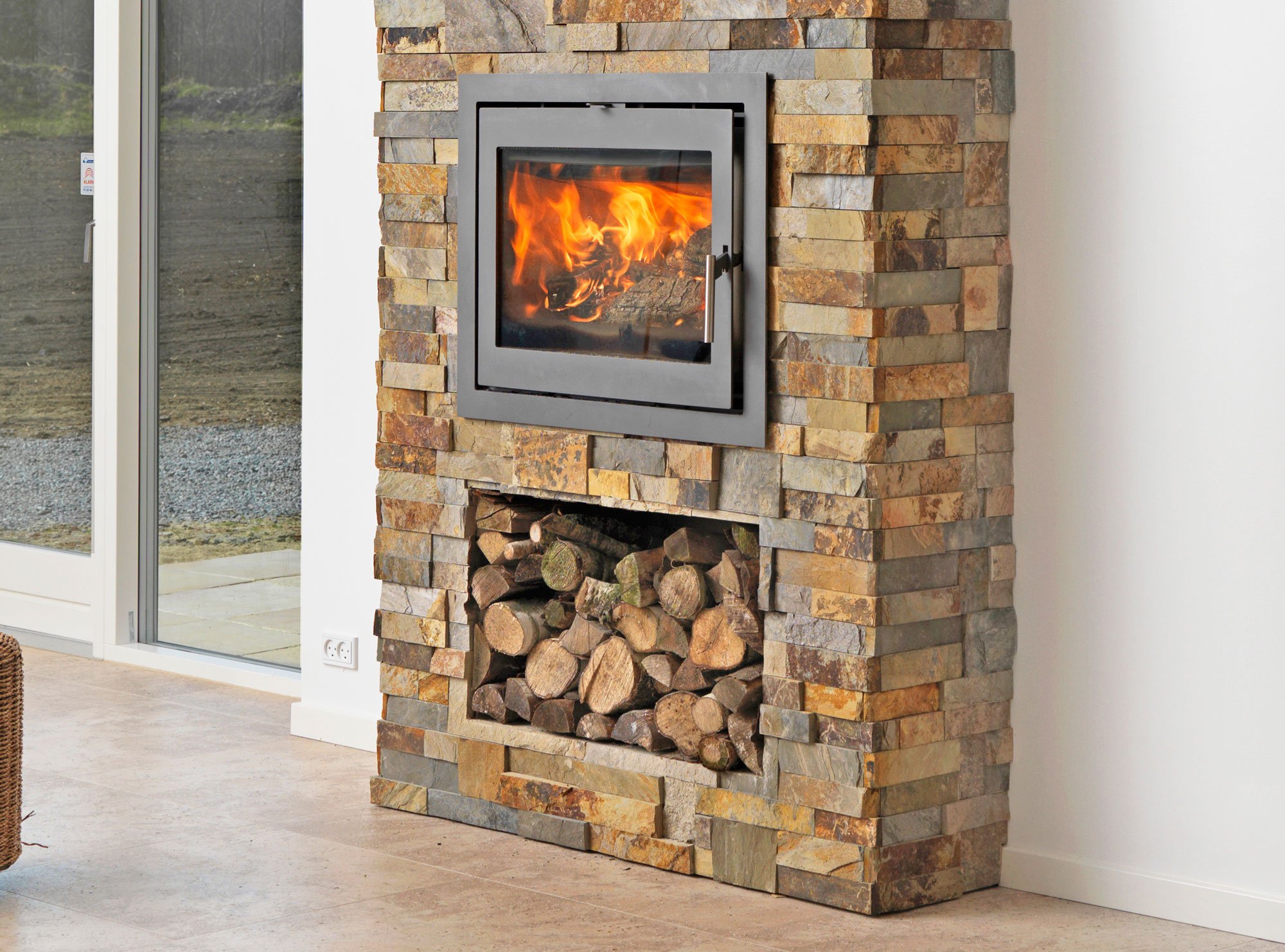 Ochre Blend XL Rock Stone Panel Fireplace