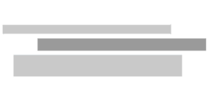 Three horizontal rectangles of varying lengths and shades of gray are stacked with spaces between them on a light background.